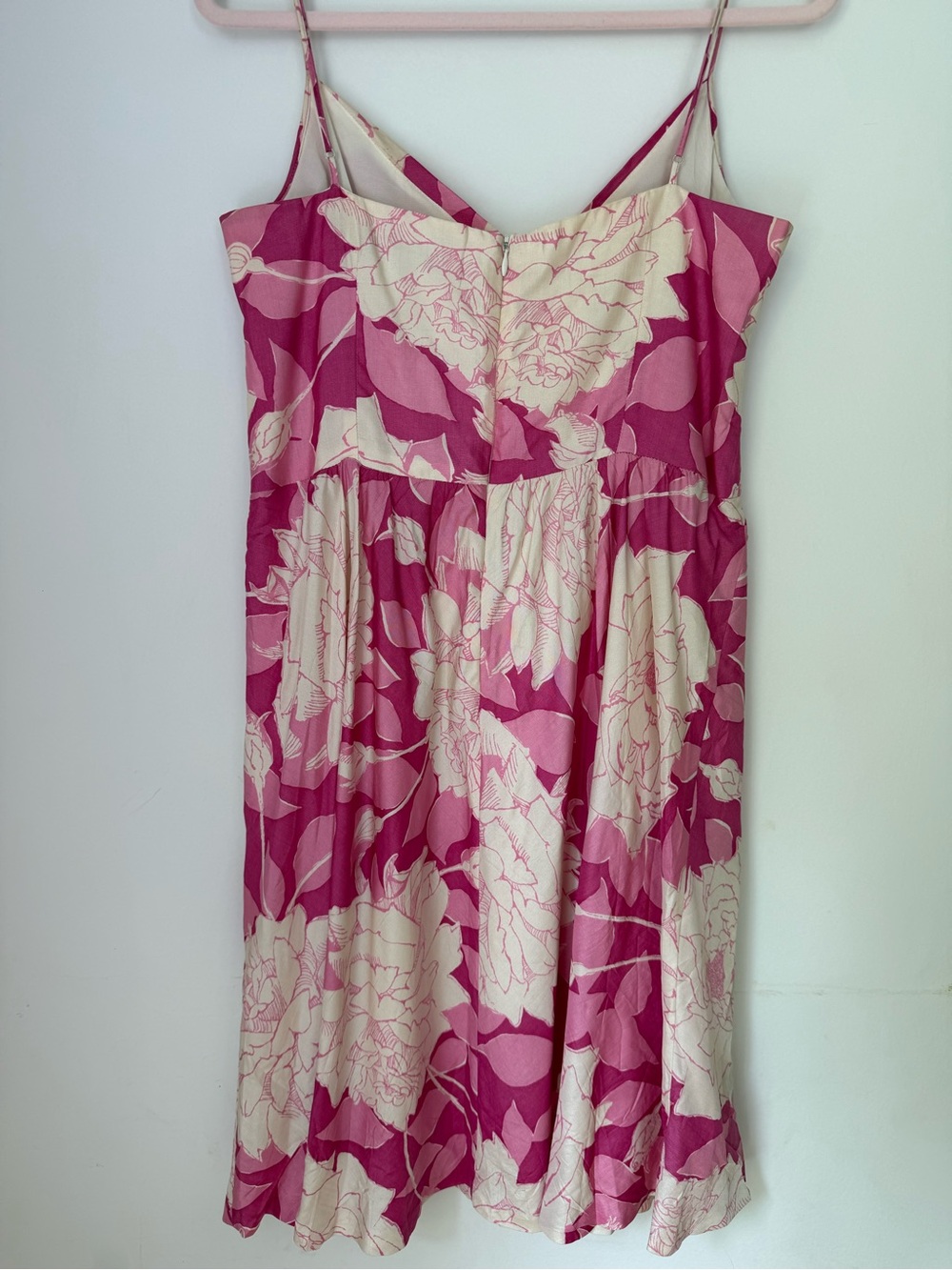 Trina Turk Silk Floral Dress Pink Cream Size 10 Made USA - Picture 4 of 7